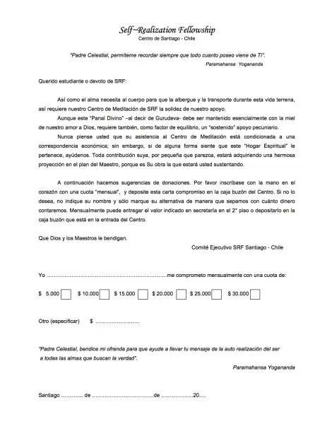 Centro de Meditación de Santiago – Chile » Carta de compromiso