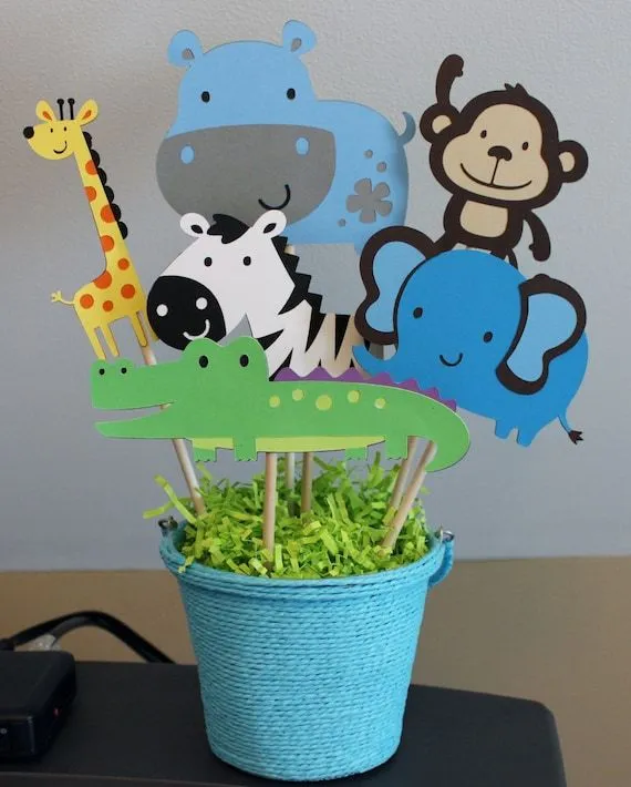 8 pc. Safari Zoo Animal themed Centerpiece by BNGCraftyCreations