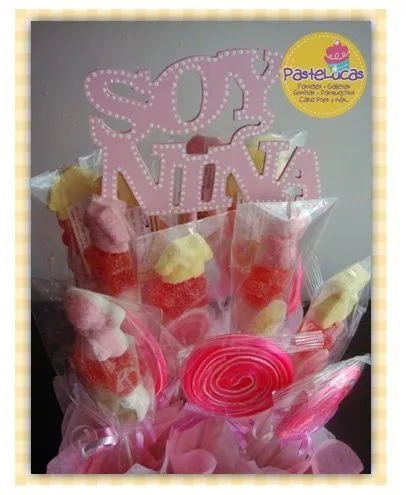 Centro de mesa baby shower: 5 paletas de caramelo macizo y 10 ...