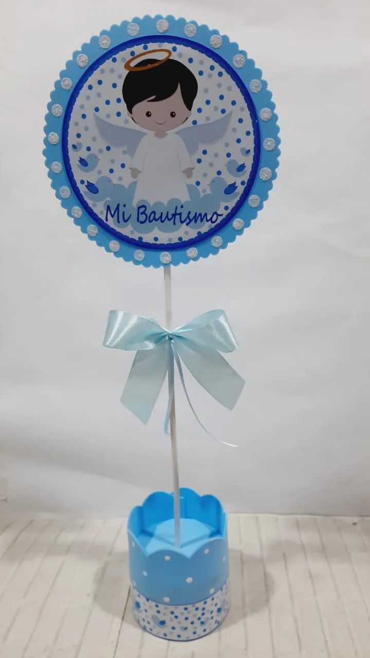 Centro de mesa infantil Bautismo rosa - Cotillón Martín Centro de mesa infantil Bautismo rosa - Cotillón Martín