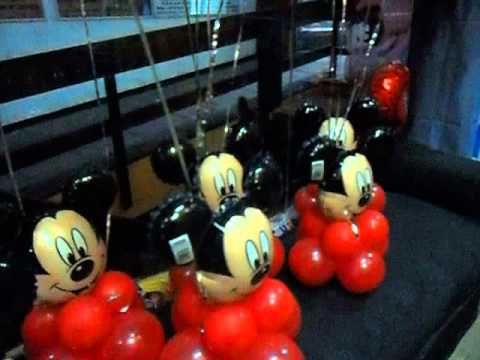 CENTRO DE MESA MICKEY MOUSE CON GLOBOS CON GAS HELIO POR GRACIELA ...