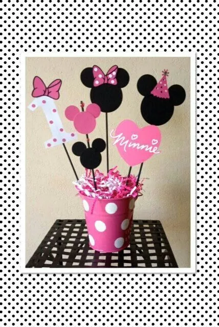 Centro de mesa minnie | Ideas para cumpleaños | Pinterest | Mesas