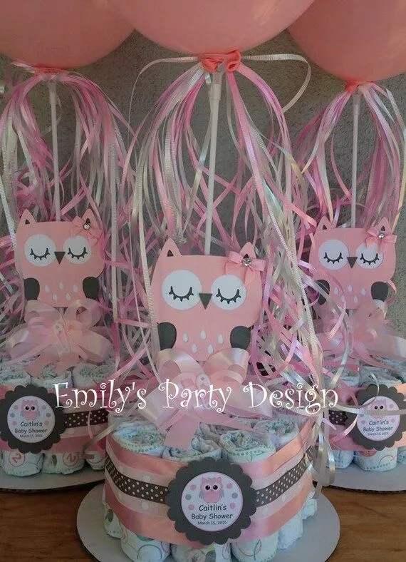 Centro de mesa de pañales Buho por designsbyemilys en Etsy