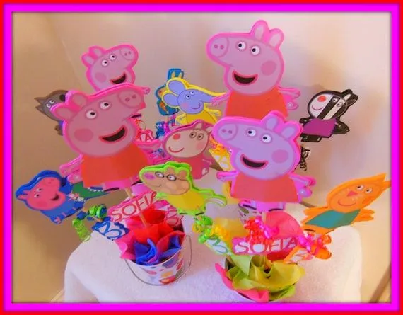 Centro de Mesa de Peppa Pig por SofisPartyDecor en Etsy