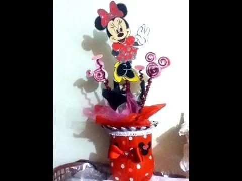 Centro de mesa con Pet reciclaje mimi minnie mouse fiestas ...