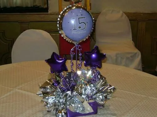 Centro de mesa.para 15 años color morado | decoraciones ...