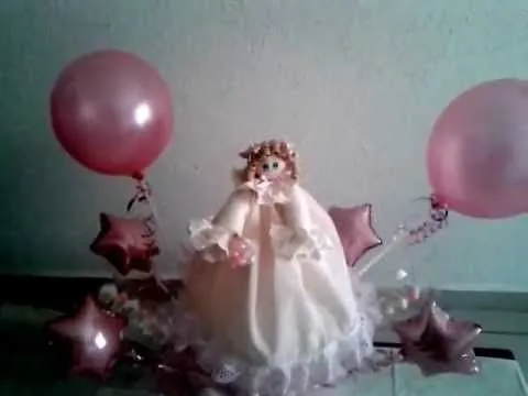 centro de meza para bautizo niña - YouTube