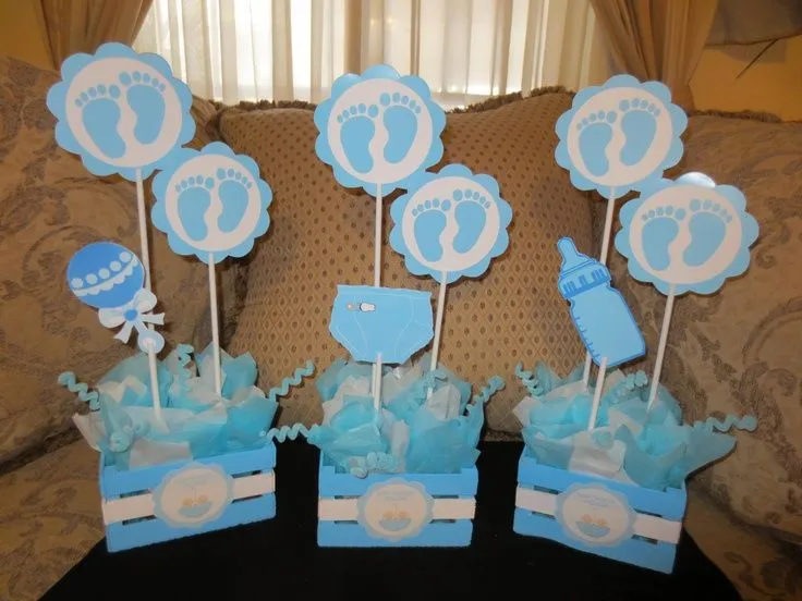 Baby shower: centros de mesa con dulces y bombones | Mesas, Baby ...