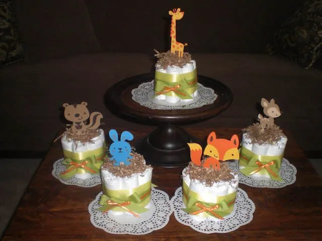 Centros de mesa para baby shower en tema bosque