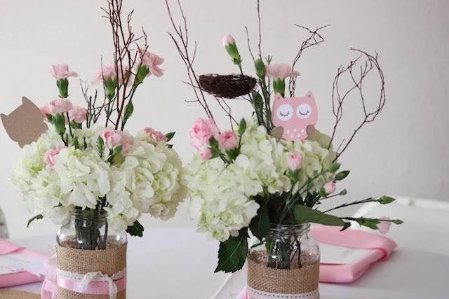 Centros de mesa para baby shower en tema bosque Centros de mesa para baby shower en tema bosque