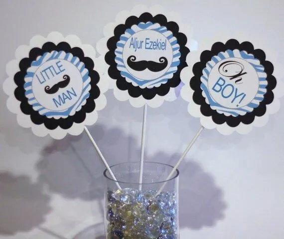3 Centros de mesa o Cake Toppers bigote por EmeraldCityPaperie 3 Centros de mesa o Cake Toppers bigote por EmeraldCityPaperie