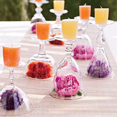 Centros de mesa con copas ~ Portal de Manualidades