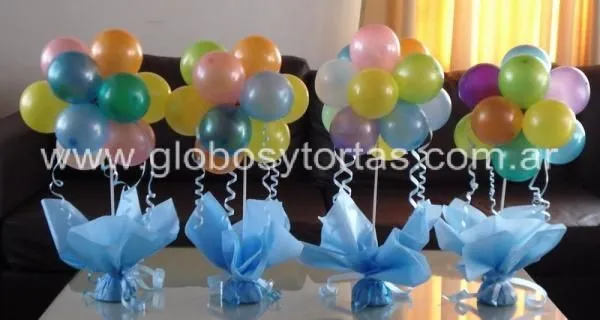 Centros De Mesas Para Baby Shower Con Globos | Centros De Mesa Con ...