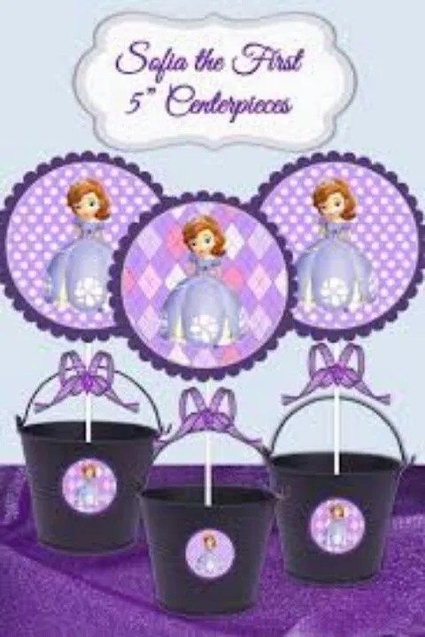 Centros de mesa | Sofia the first bday ideas | Pinterest