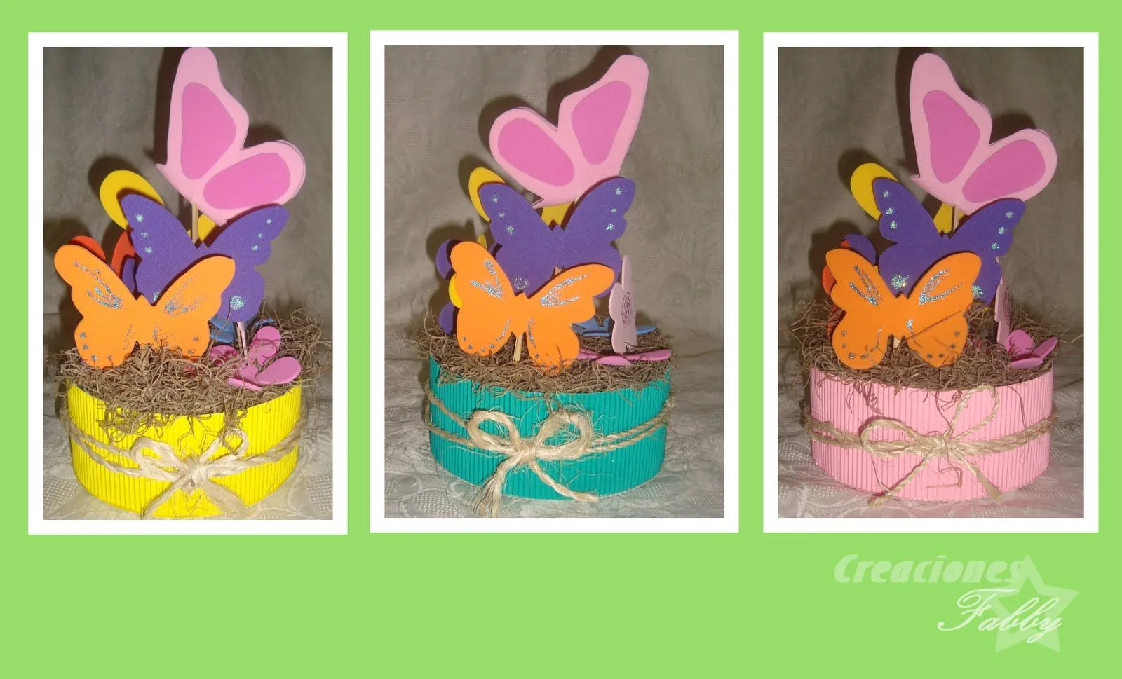 centros de mesa tema mariposa bases de distintos colores centros de mesa tema mariposa bases de distintos colores