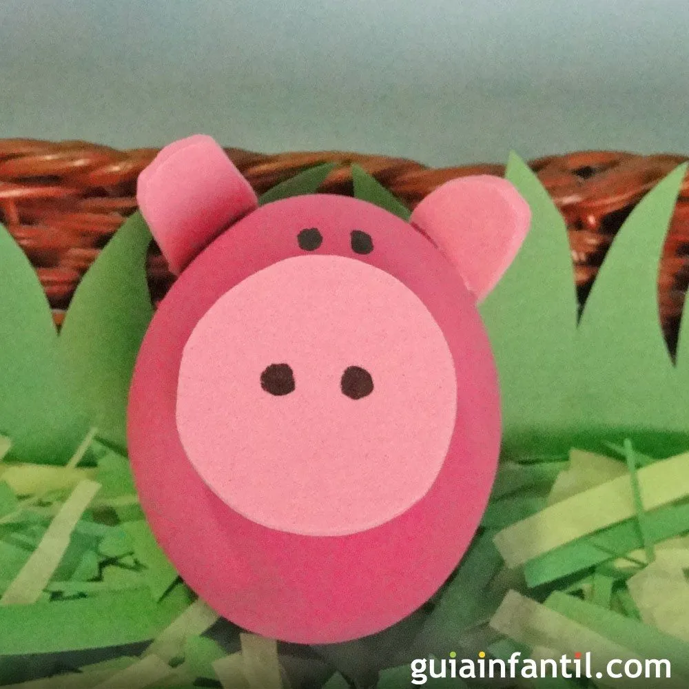 Cerdito rosa. Manualidades infantiles con huevos Cerdito rosa. Manualidades infantiles con huevos