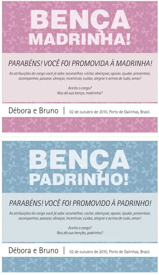 Cerimonialista Graziela Lanes: Convite para as madrinhas e padrinhos