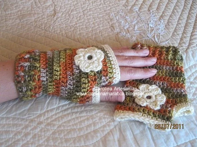CERRADO) carolina artescrap: 213.- Mitones, sin dedos, a crochet CERRADO) carolina artescrap: 213.- Mitones, sin dedos, a crochet