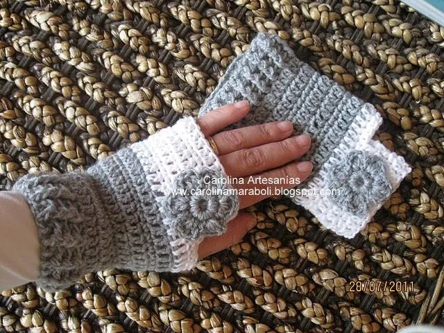 CERRADO) carolina artescrap: 213.- Mitones, sin dedos, a crochet
