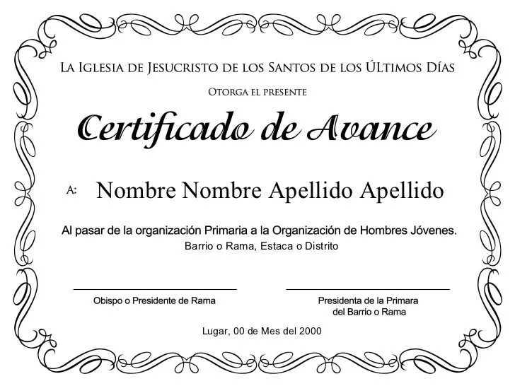 Certificado de Avance de la Primaria para Niños Certificado de Avance de la Primaria para Niños
