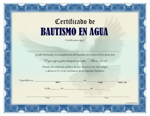 Certificado de Bautismo en Agua - Para Imprimir Gratis ... Certificado de Bautismo en Agua - Para Imprimir Gratis ...