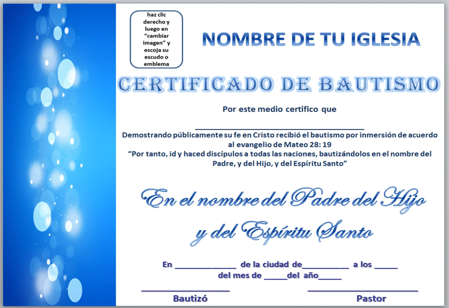 certificado de bautismo | Bautismo cristiano, Diplomas de reconocimiento,  Formatos de diplomas
