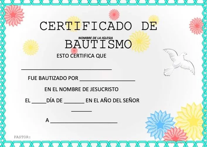 Certificado de Bautismo - Descarga las plantillas gratis en Word