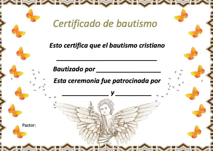 Certificado de Bautismo - Descarga las plantillas gratis en Word