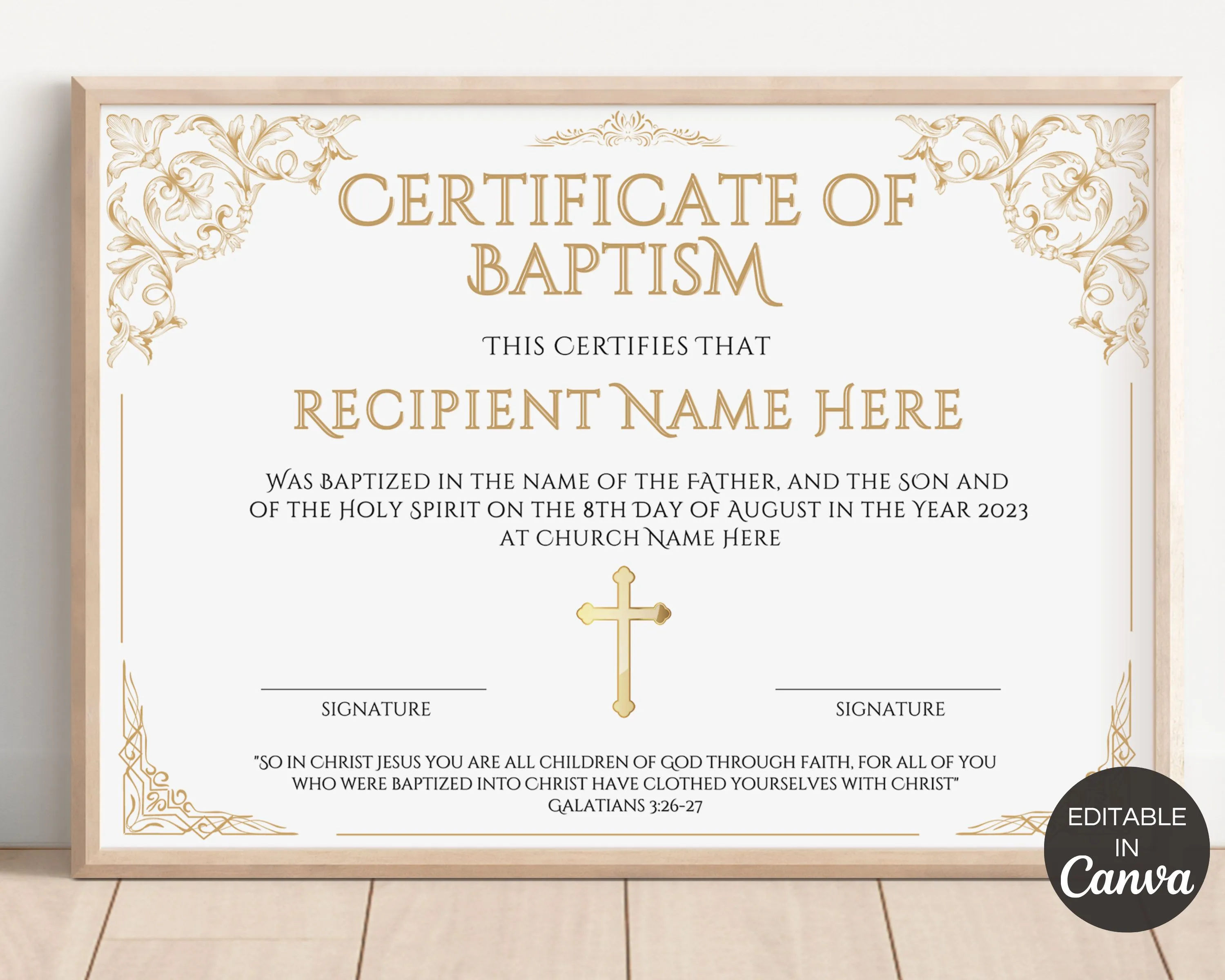 Certificado de bautismo editable plantilla de certificado de - Etsy México