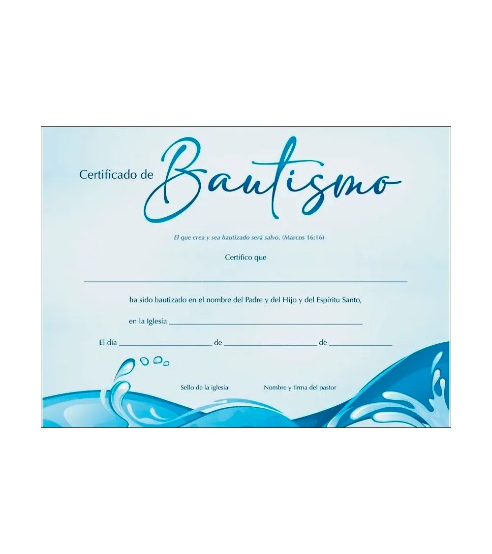 Certificado de Bautismo - Pack x20 | Libreria Peniel Certificado de Bautismo - Pack x20 | Libreria Peniel