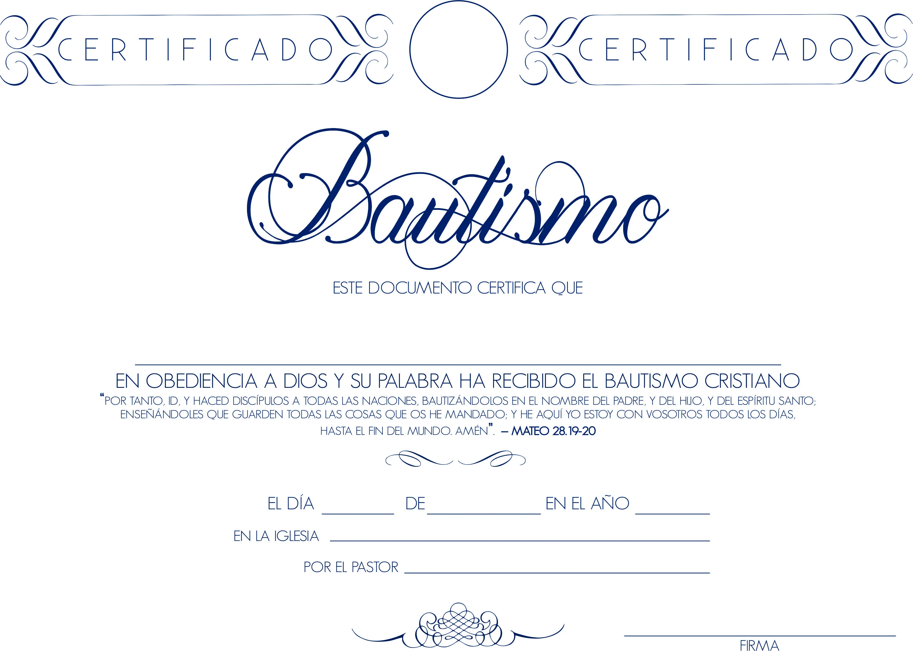 Certificado de Bautismo y otras cosas – Pastor Laico