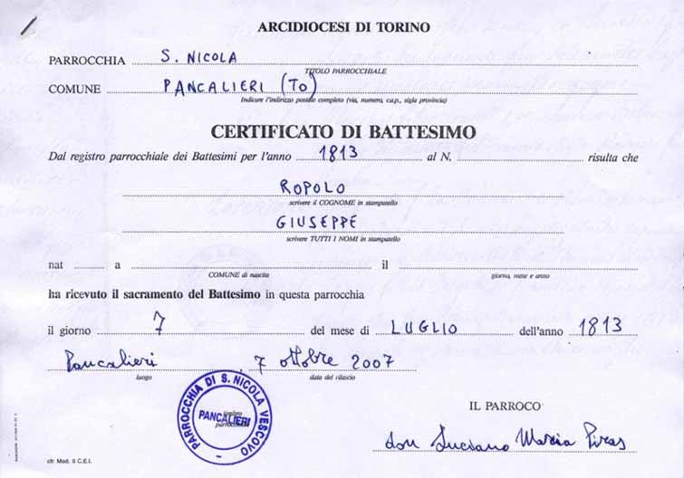 Certificado De Bautismo Giuseppe Ropolo Pictures Certificado De Bautismo Giuseppe Ropolo Pictures
