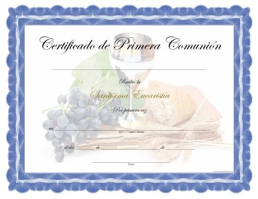 Certificado de Primera Comunión - Para Imprimir Gratis ...