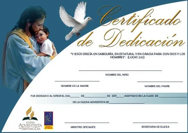 CERTIFICADO DE DEDICACIÓN DE NIÑOS