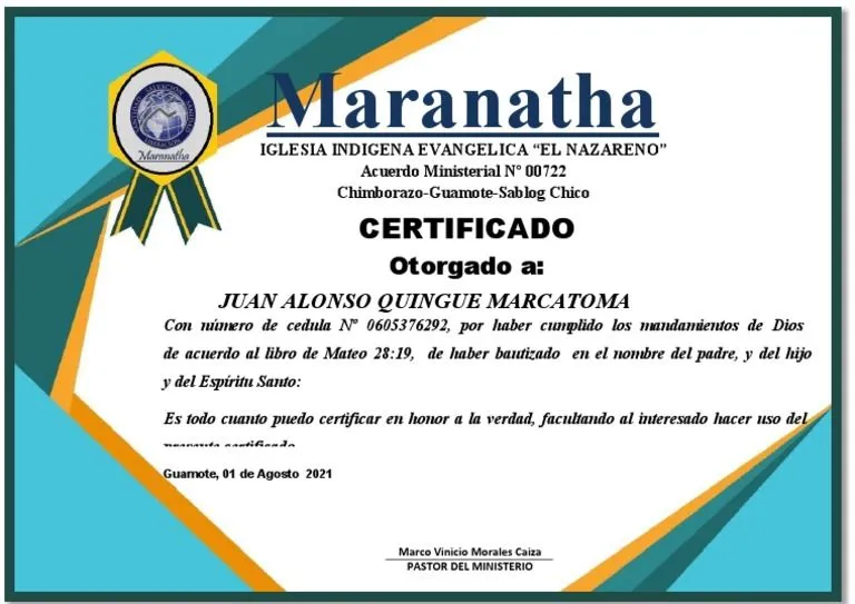 Certificado Deiglesia Evangelica | PDF