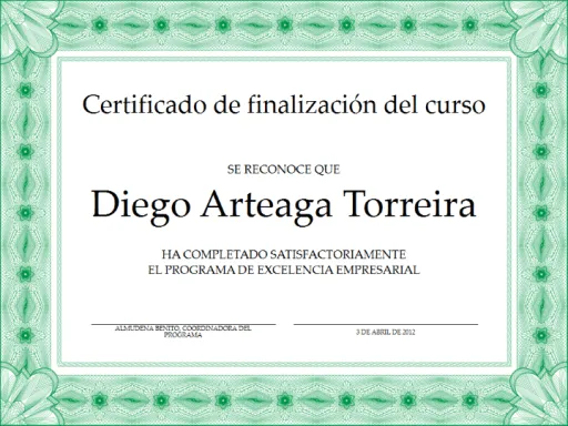 Certificado de finalización del curso (verde) - Plantillas ...