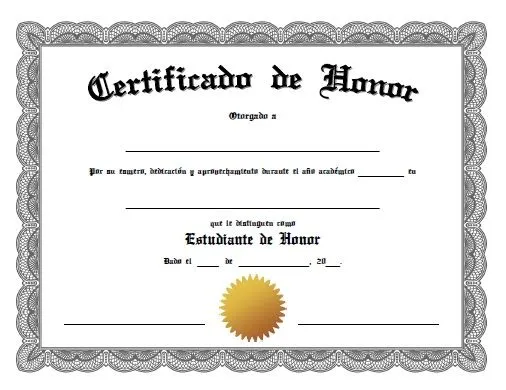 Certificado de Honor - Para Imprimir Gratis - ParaImprimirGratis.com Certificado de Honor - Para Imprimir Gratis - ParaImprimirGratis.com