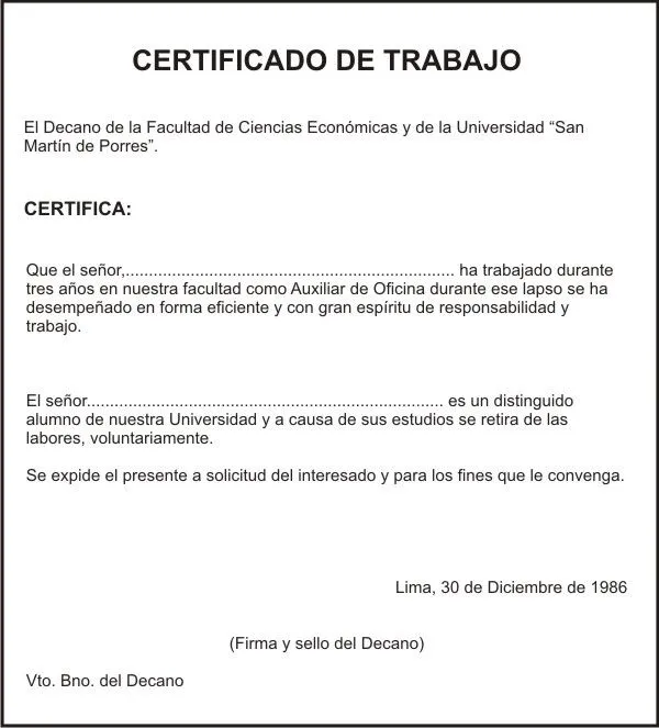 EJEMPLO DE CERTIFICADO DE TRABAJO - Imagui