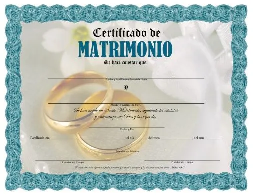 Certificado de Matrimonio - Para Imprimir Gratis ...