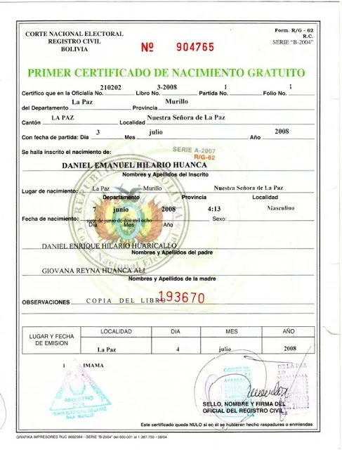 Certificado de nacimiento bolivia en blanco - Imagui Certificado de nacimiento bolivia en blanco - Imagui