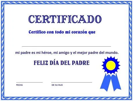 Certificado al mejor padre | Proyecto Educere