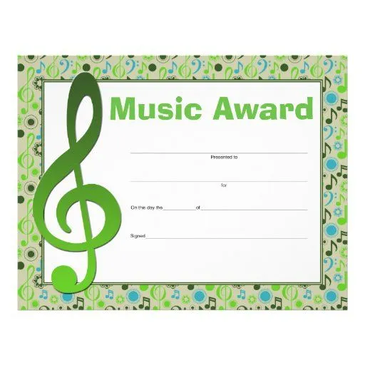 Certificado del premio de la música plantilla de membrete | Zazzle
