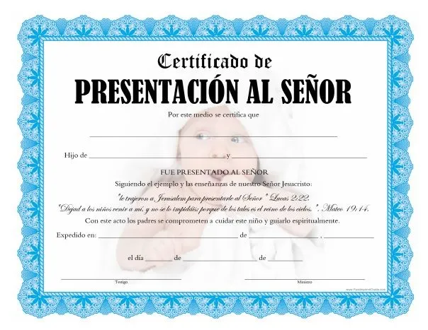 Certificado de Presentación de Niño - Para Imprimir Gratis ... Certificado de Presentación de Niño - Para Imprimir Gratis ...