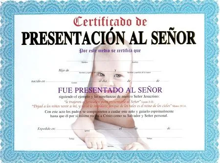 Certificados cristiano para presentaciòn de niños - Imagui