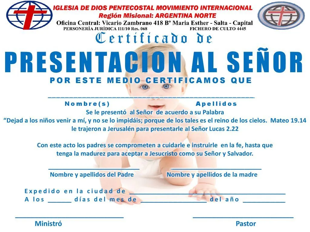 Certificado de PRESENTACION AL SEÑOR - ppt descargar Certificado de PRESENTACION AL SEÑOR - ppt descargar