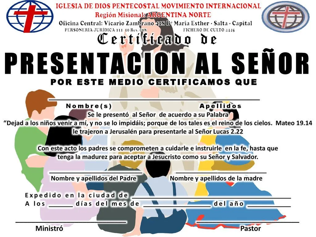 Certificado de PRESENTACION AL SEÑOR - ppt descargar