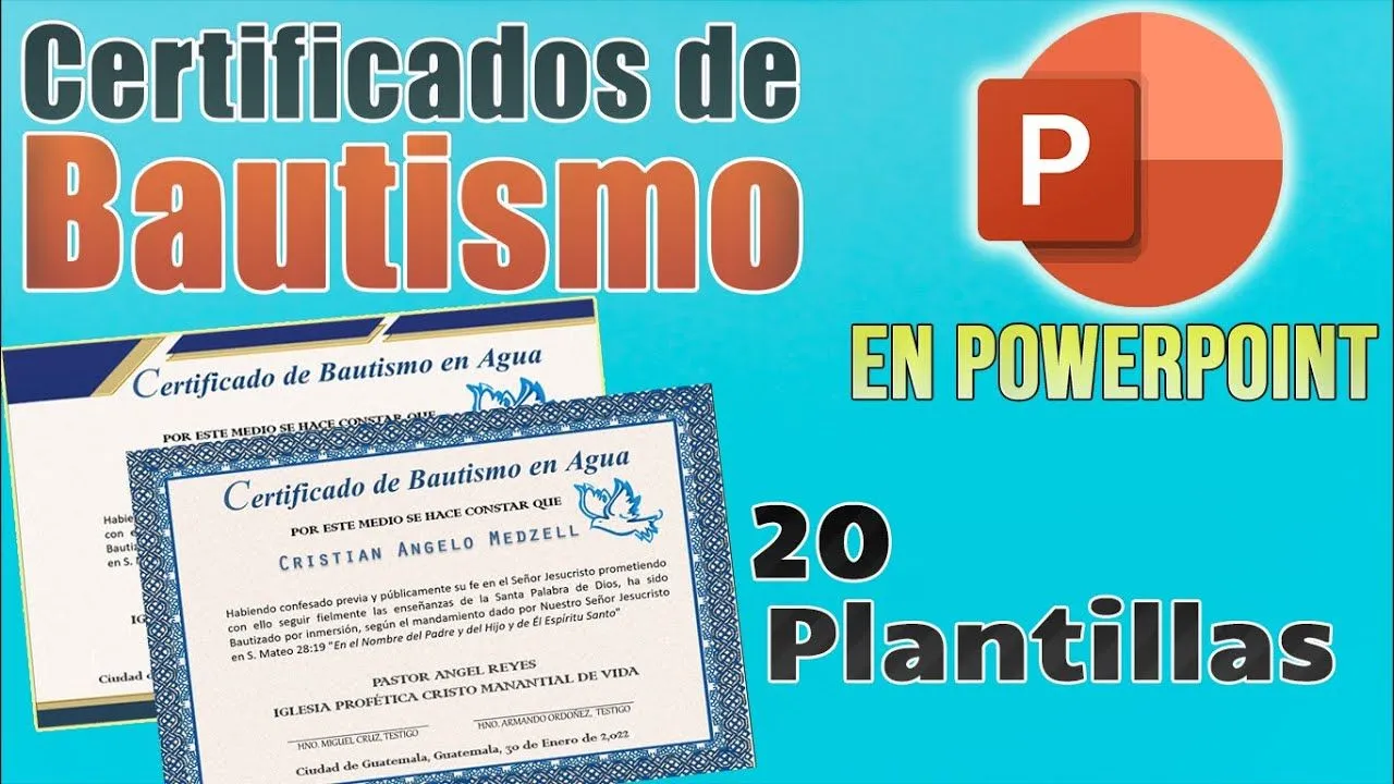 Como hacer certificados de Bautismo en PowerPoint con estas Plantillas  (descarga) - YouTube