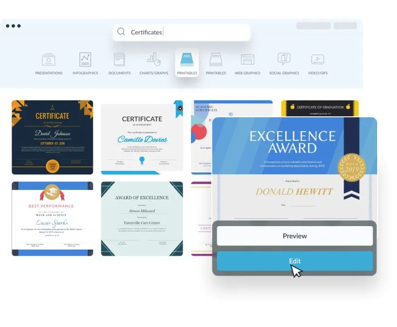 Certificados para editar | Crea tu diploma en línea y gratis