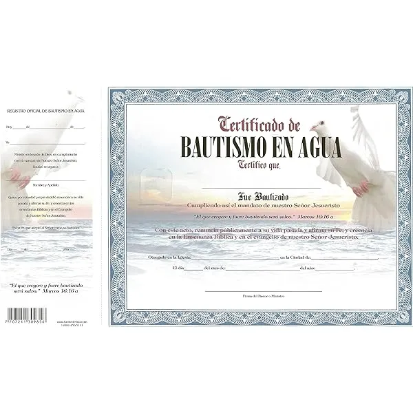 Certificados de Presentacion de Ninos (Spanish Edition) (Pack of 12) : Casa Bautista De Publicaciones: Amazon.com.mx: Libros