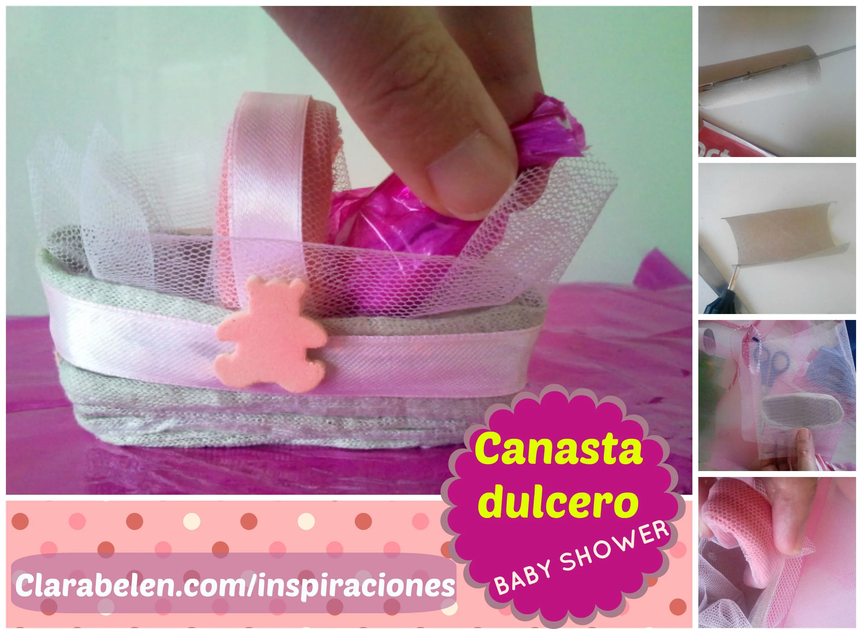 Cómo hacer una cesta dulcero para Baby Shower con tubos de cartón forrados de trapillo - Inspiraciones: manualidades y reciclaje Cómo hacer una cesta dulcero para Baby Shower con tubos de cartón forrados de trapillo - Inspiraciones: manualidades y reciclaje